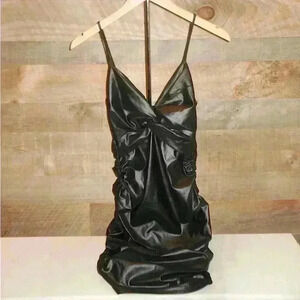 Mystique Boutique NYC black pleather mini dress - S